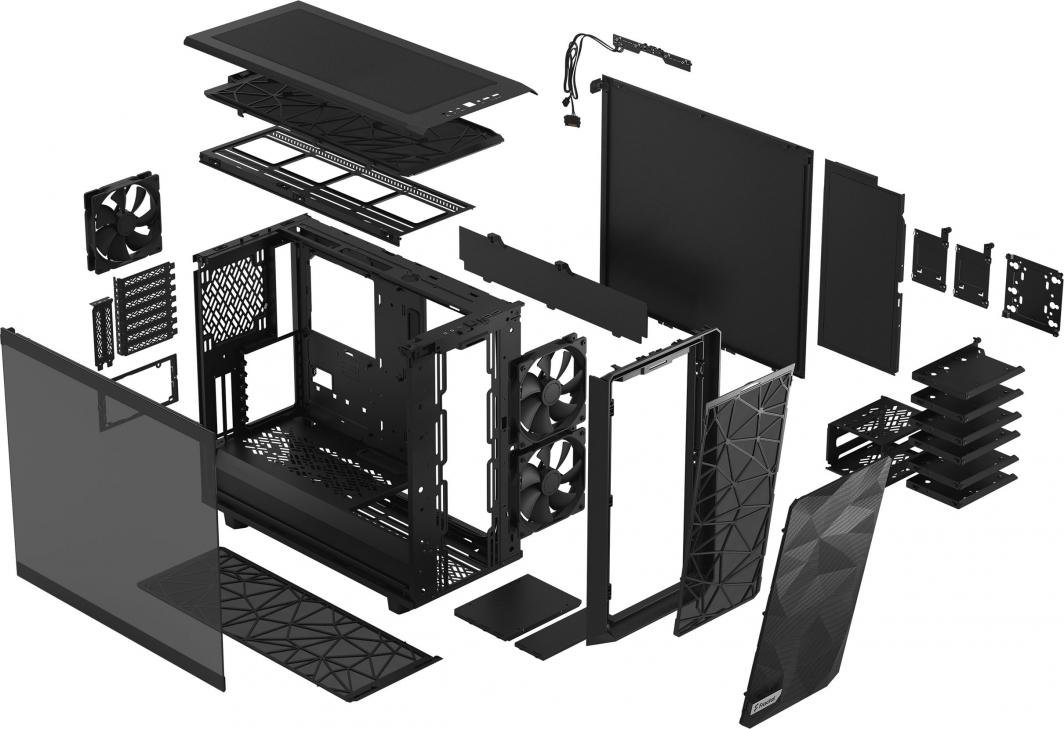 Fractal Design Meshify 2 TG Light Tint Case, Black, Midi Tower - Thumbnail 23