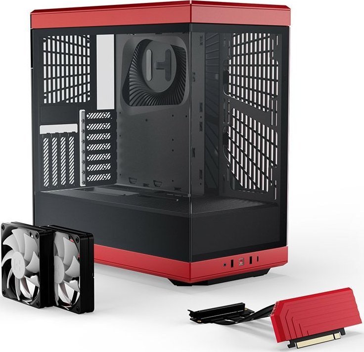 Hyte Y40 Case, Black and Red, Midi Tower - Thumbnail 2