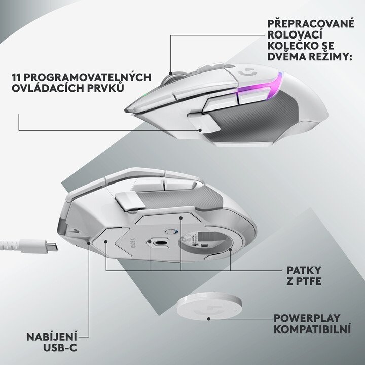 Logitech G502 X Plus Mouse, White - Thumbnail 7
