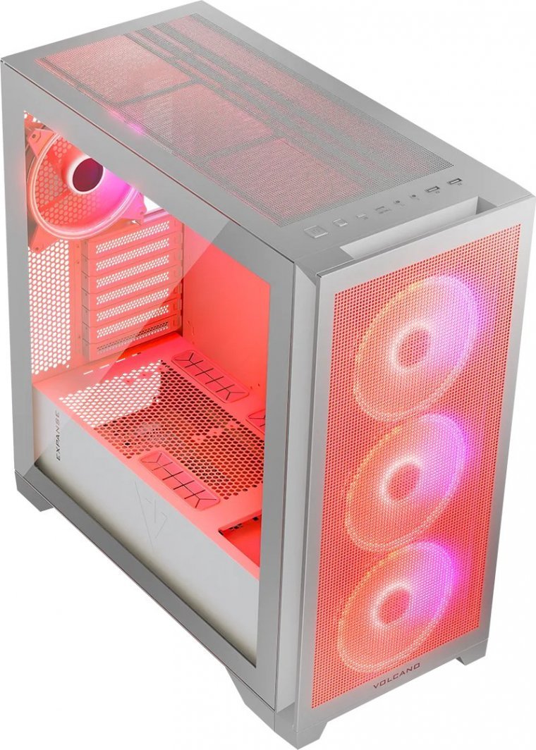 Modecom Volcano Expanse S Apex ARGB Case, White, Midi Tower - Thumbnail 3