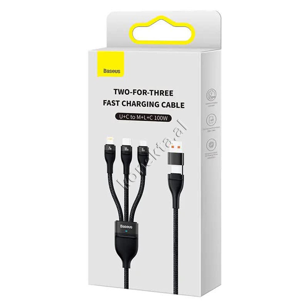 Baseus USB Cable 2 in 3, 100W, USB - Type-C to Lightning, Micro, Type-C, 1.2m - Thumbnail 2