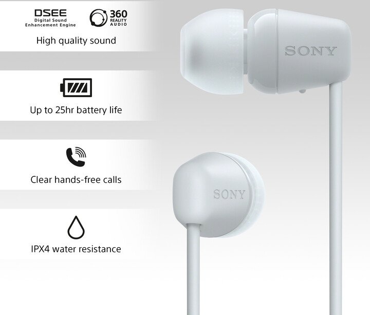 Sony WI-C100 Earbuds, White - Thumbnail 6