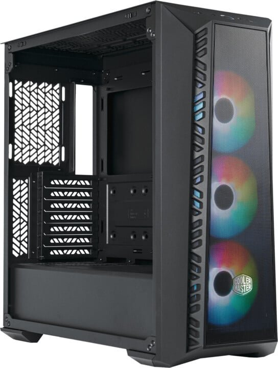 Cooler Master MasterBox 520 Mesh Case, Transparent Side Panel, Black - Image 1