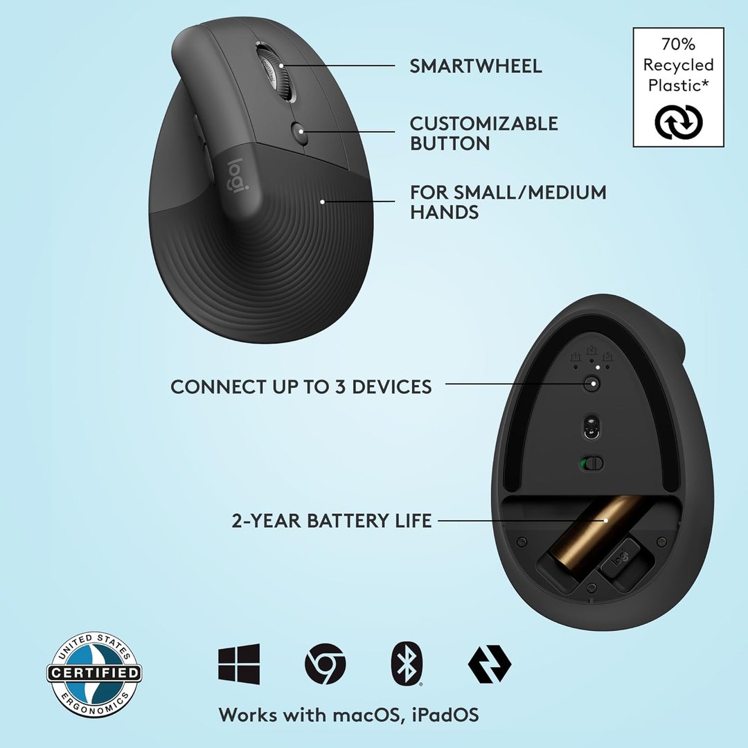 Logitech Lift Mouse Vertical Ergonomic - Thumbnail 10
