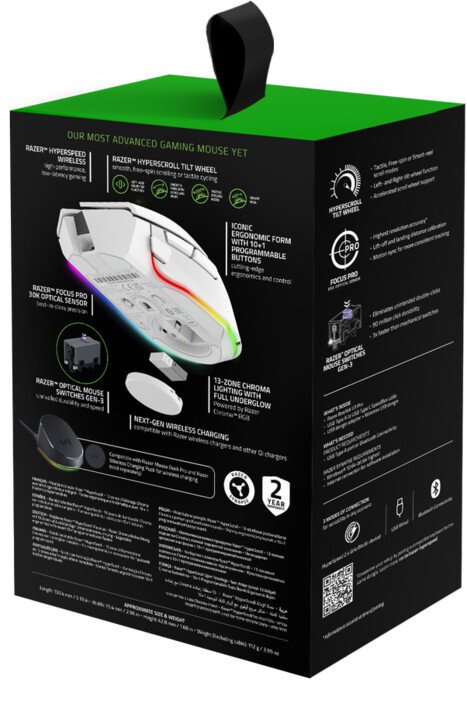 Razer Basilisk V3 Pro Mouse, White - Thumbnail 6