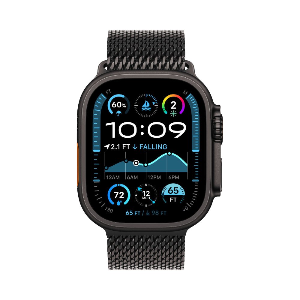 Apple Watch Ultra 2 Smartwatch, Black Titanium, Titanium Milanese Loop - Image 1