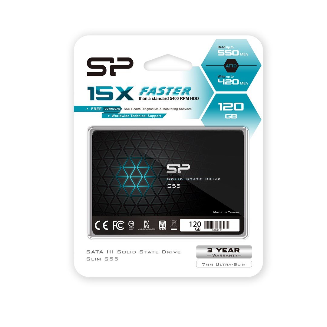 Silicon Power Slim S55 SSD, 2.5", 120GB, Serial ATA III TLC - Thumbnail 2
