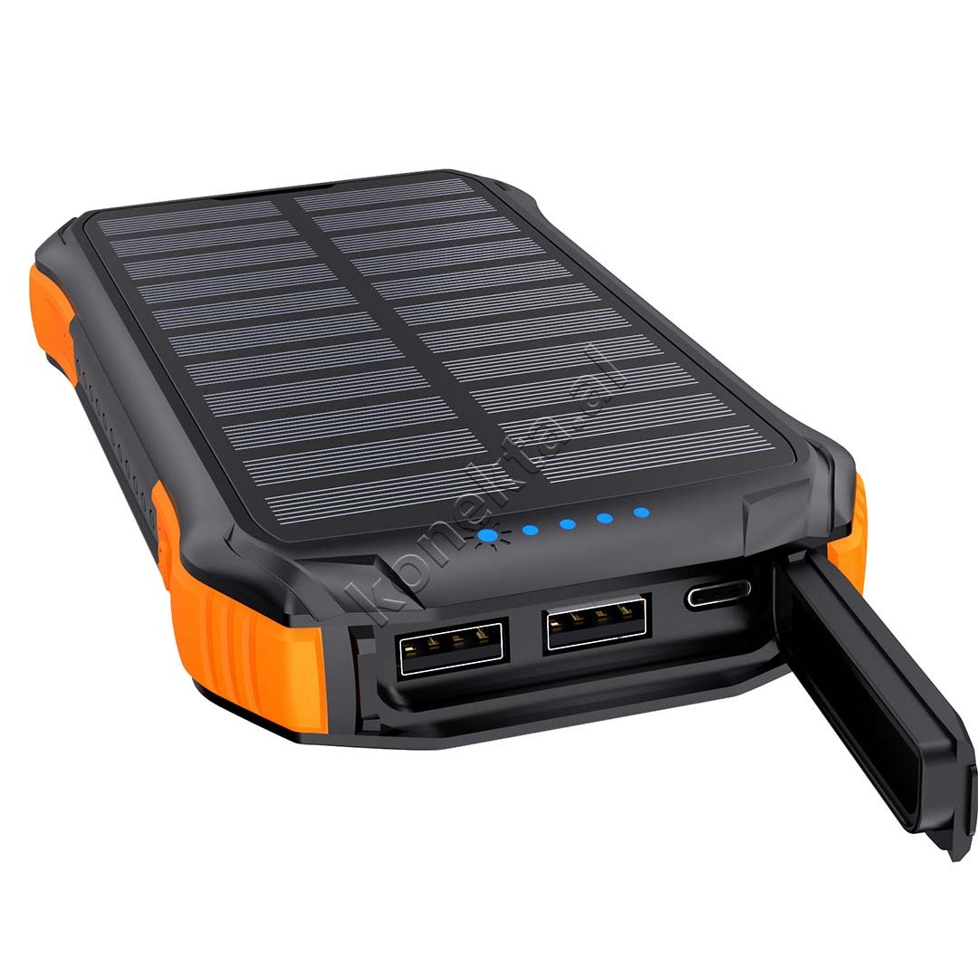 Choetech 10000mAh Solar Panel Power Bank, Black, Orange, White, Blue, Green - Thumbnail 3