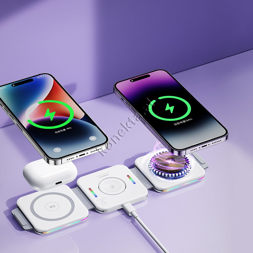 REMAX Wireless Charger, White, 3 in 1, Foldable, 22.5W - Thumbnail 14