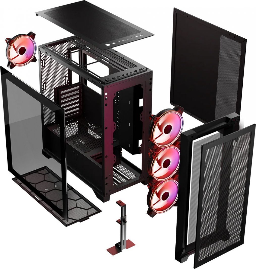 Modecom Volcano Expanse S Apex ARGB Case, Black, Midi Tower - Thumbnail 5