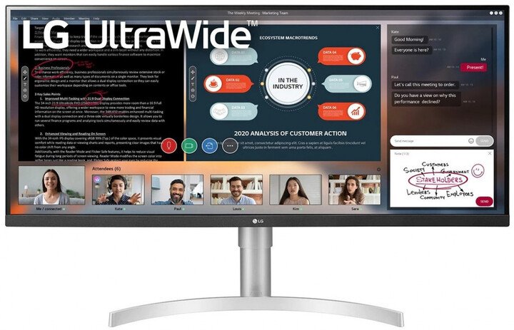LG 34WN650-W Monitor, 34 inch, White / Black / Silver - Image 1