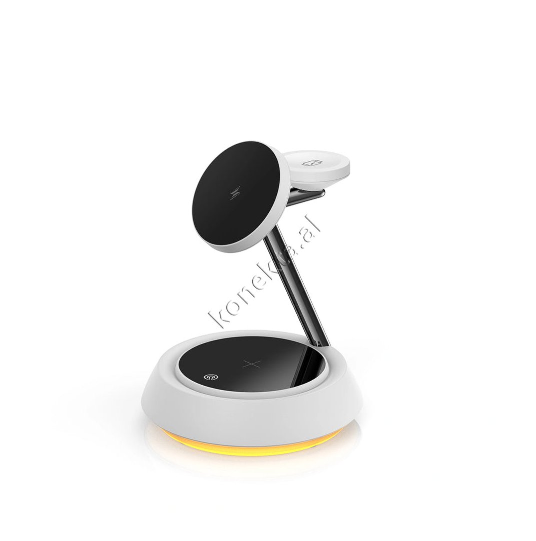Wiwu Wireless Charger, 15W, 3 Charging Spots, White, Ambient Soft Light - Thumbnail 4