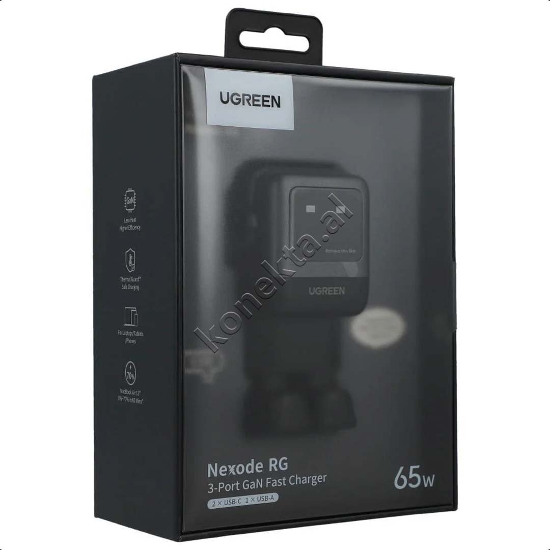 UGreen 65W Charger, 3 in 1, 2 Type-C Ports, 1 USB-A Port - Thumbnail 10