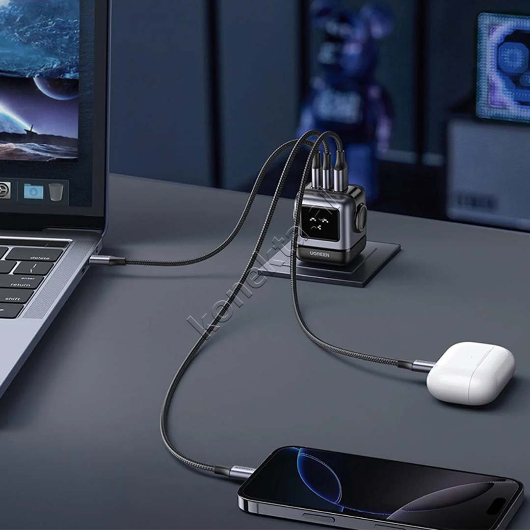 UGreen 65W Charger, 3 in 1, 2 Type-C Ports, 1 USB-A Port - Thumbnail 6