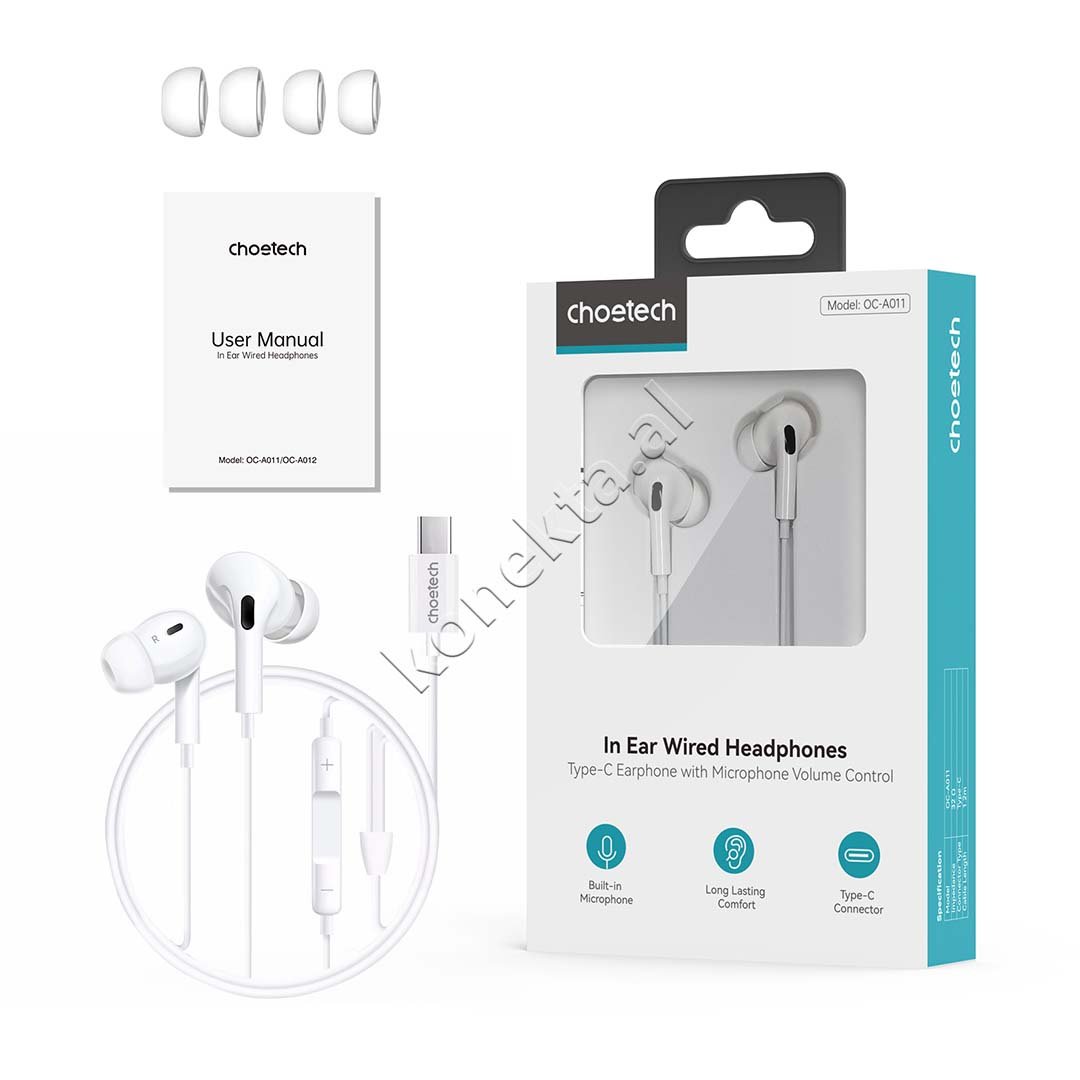 Choetech Wired Earphones, Silicone, Type-C Cable - Thumbnail 9