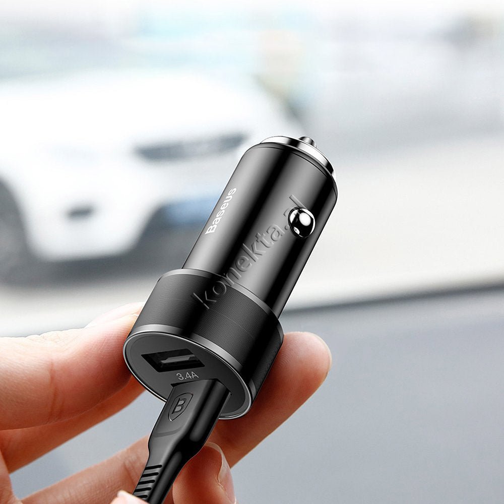 Baseus Car Charger, 2 Ports, Type-C, 3.4A, 1m Cable, Black - Thumbnail 11