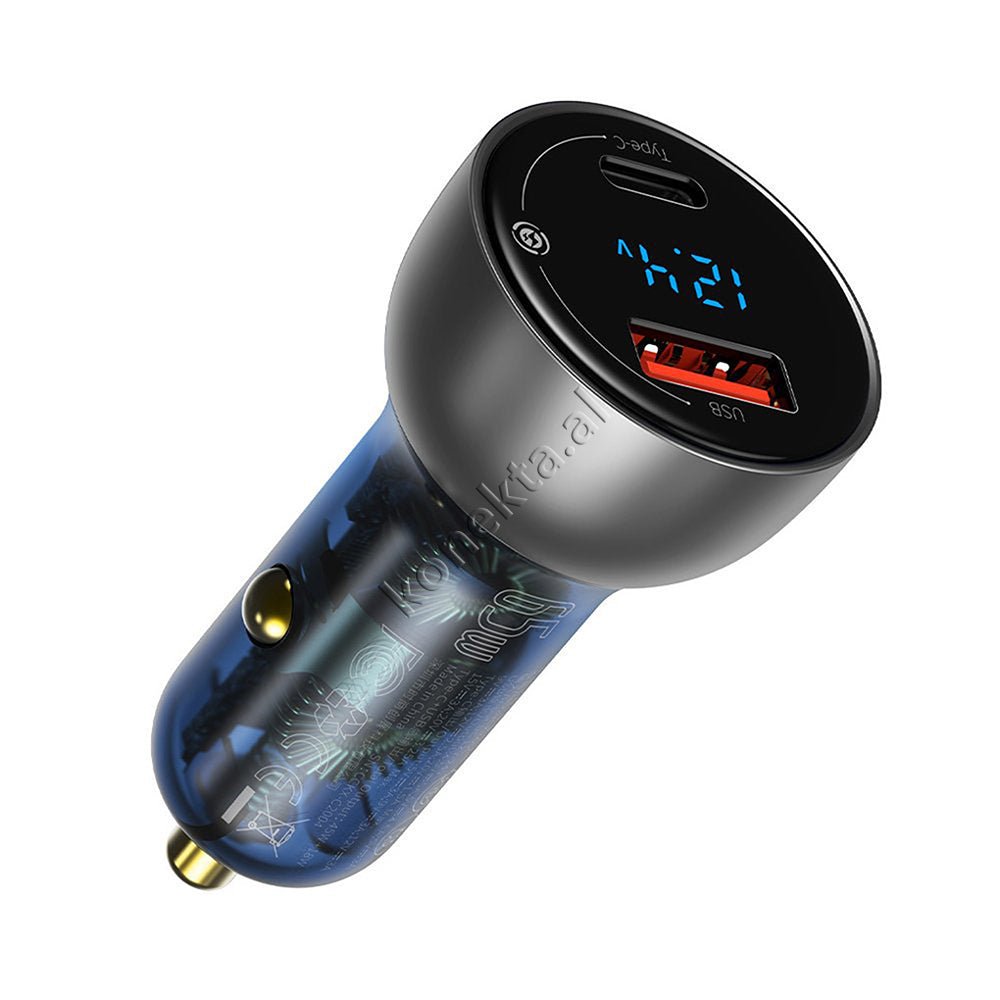 Baseus Digital Display Car Charger, 65W, 2 USB Ports, Type-C, Black/Grey - Thumbnail 16