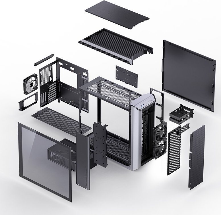 Jonsbo D500 ARGB Case, Black and Silver, Full Tower - Thumbnail 9