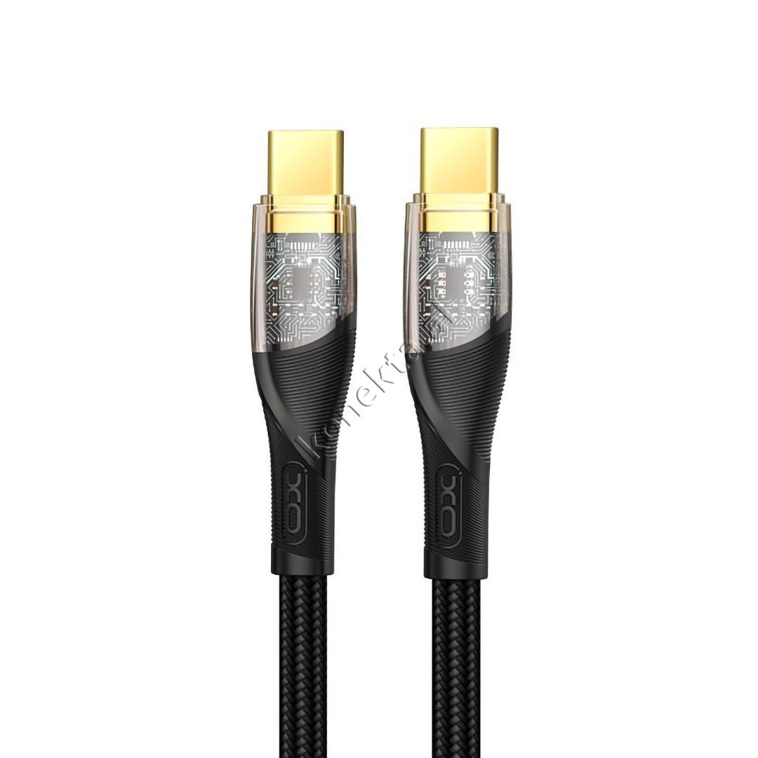 XO Type-C to Type-C Charging Cable, 60W, Transparent Connector - Image 1