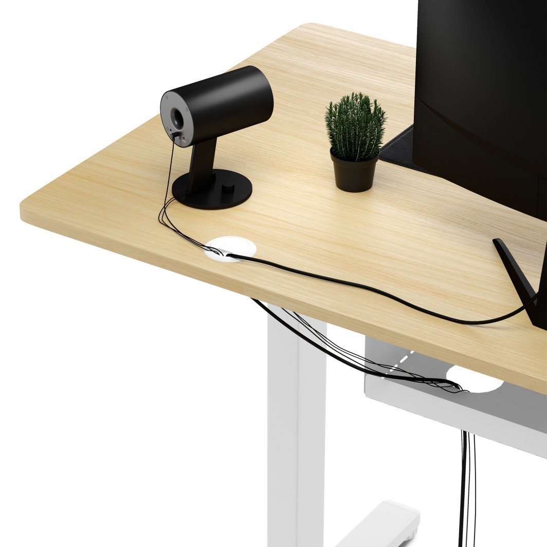 SENSE7 Nojo Electric Table, 120cm x 60cm, White / Light Wood - Thumbnail 8