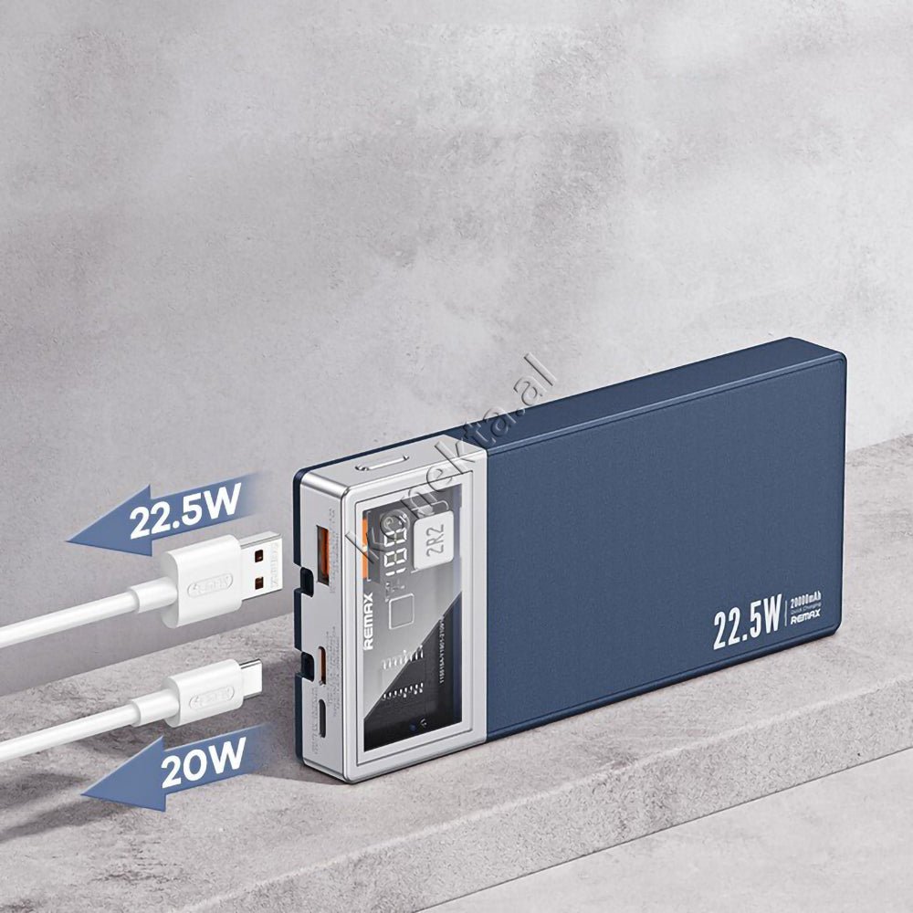 Remax 20000mAh External Battery, Blue / Silver - Thumbnail 4