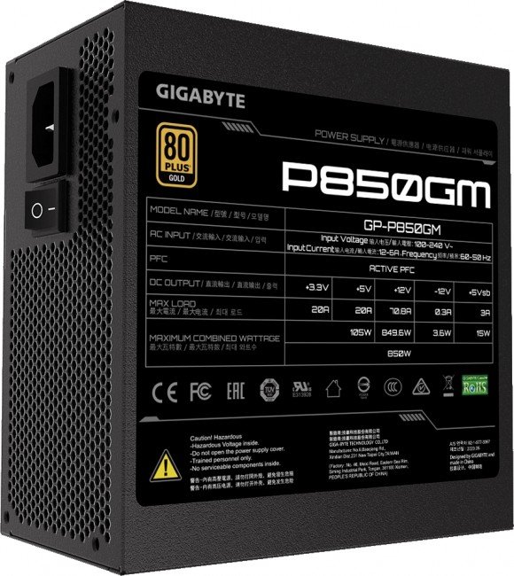 Gigabyte GP-P850GM Power Supply, 850 W - Thumbnail 4