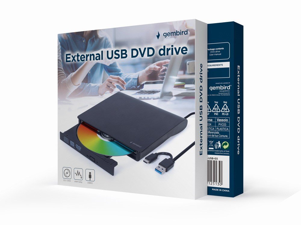 Gembird DVD-USB-03 External Optical Drive, Black - Thumbnail 2