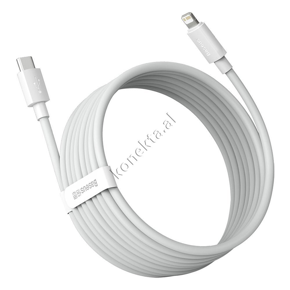 Baseus Charging Cable, 1.5m, White, Fast Charge 20W, Type-C to Lightning - Thumbnail 5
