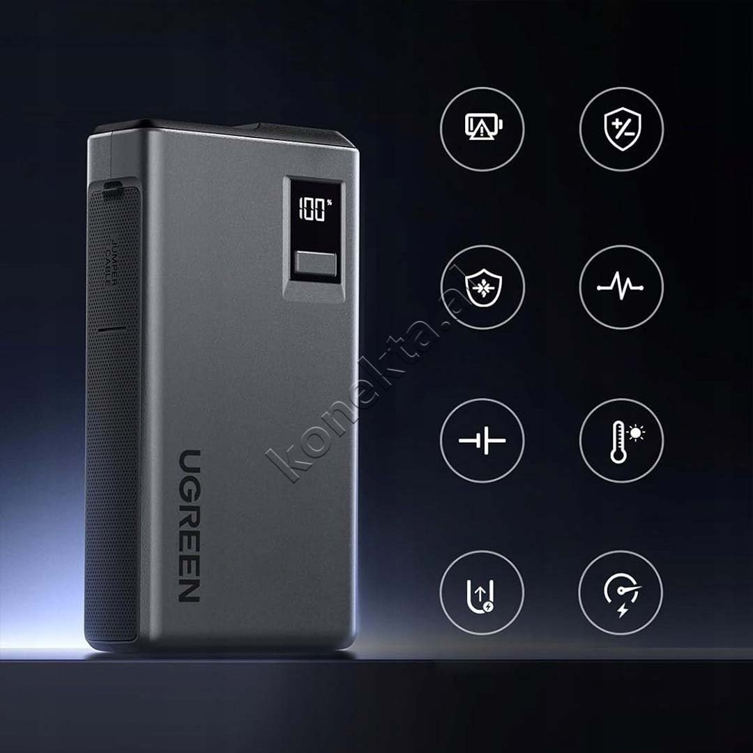 UGreen Multifunctional External Starter Battery, 12000mAh, Gray - Thumbnail 7