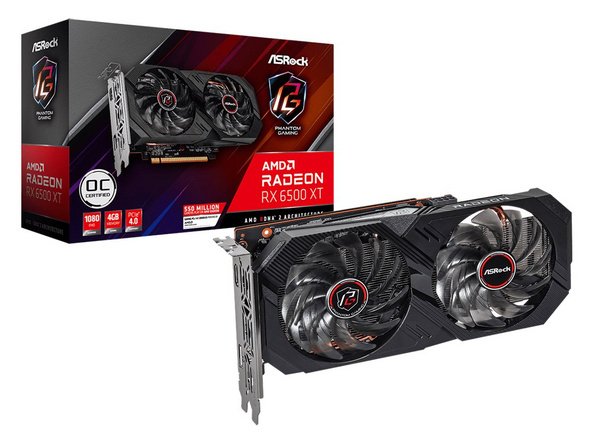 ASRock Radeon RX 6500 XT Phantom Gaming D OC 4GB GDDR6 Graphics Card - Image 1