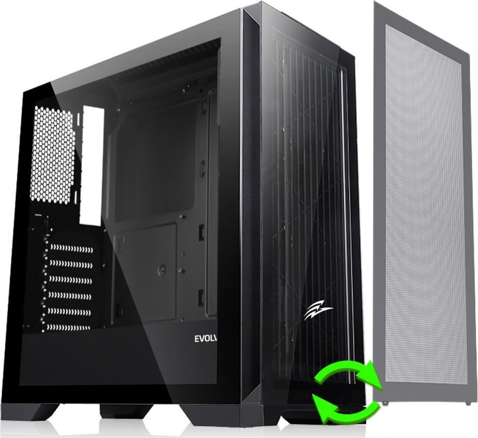 Evolveo Ptero Q2 Case, Black, Midi Tower - Image 1