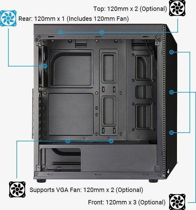 Aerocool Shard Case, Black Window, Midi Tower - Thumbnail 13