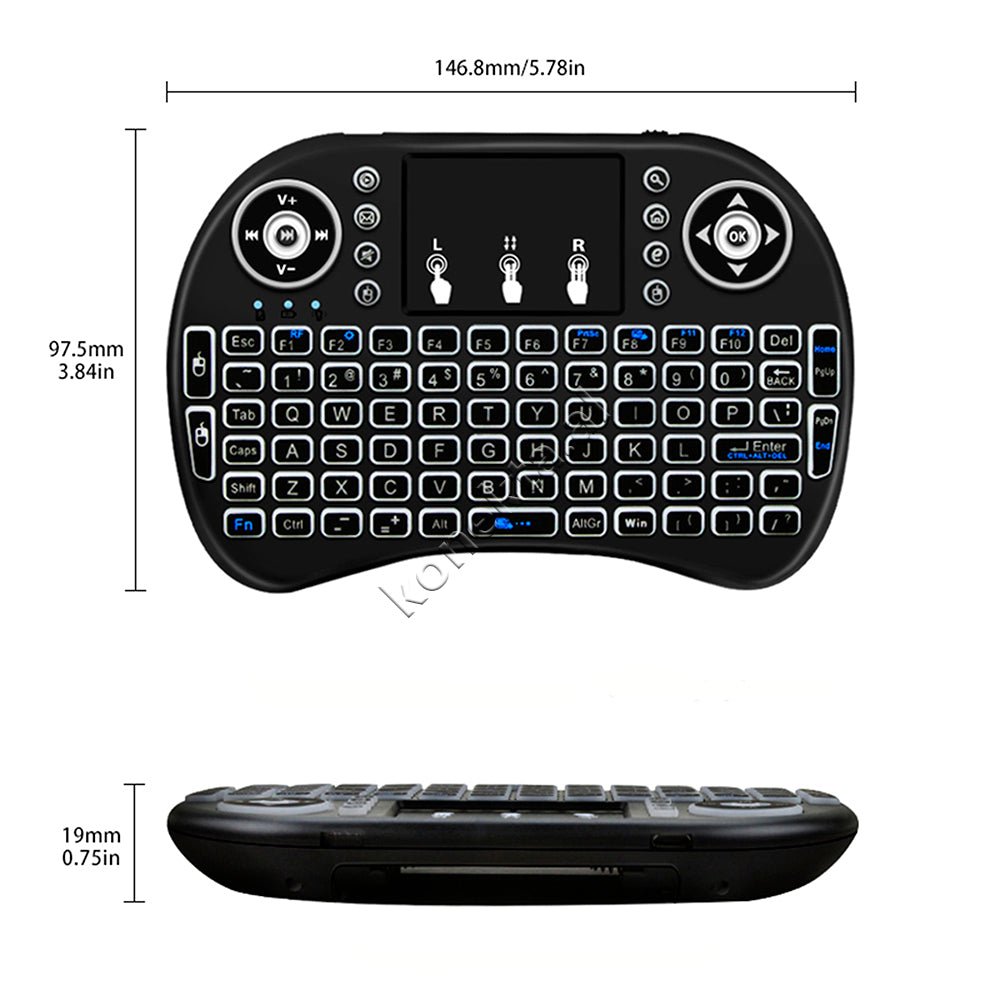 Tjetertjeter i8 Wireless Remote Control, Black, RGB Lighting, Keyboard and Mouse Combo - Thumbnail 11