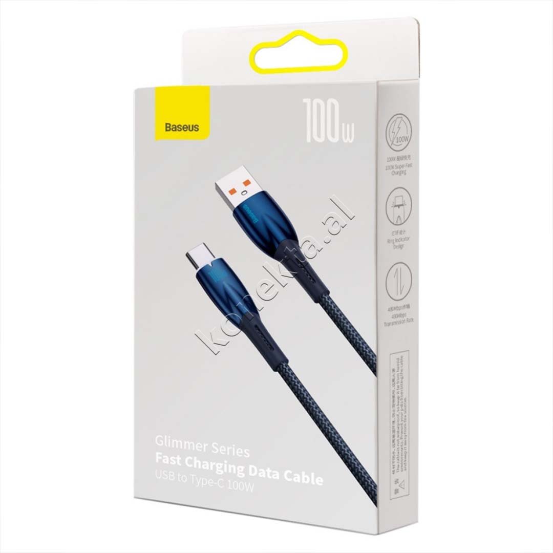Baseus USB Type-C Charging Cable, 100W, 2m, Blue - Thumbnail 8
