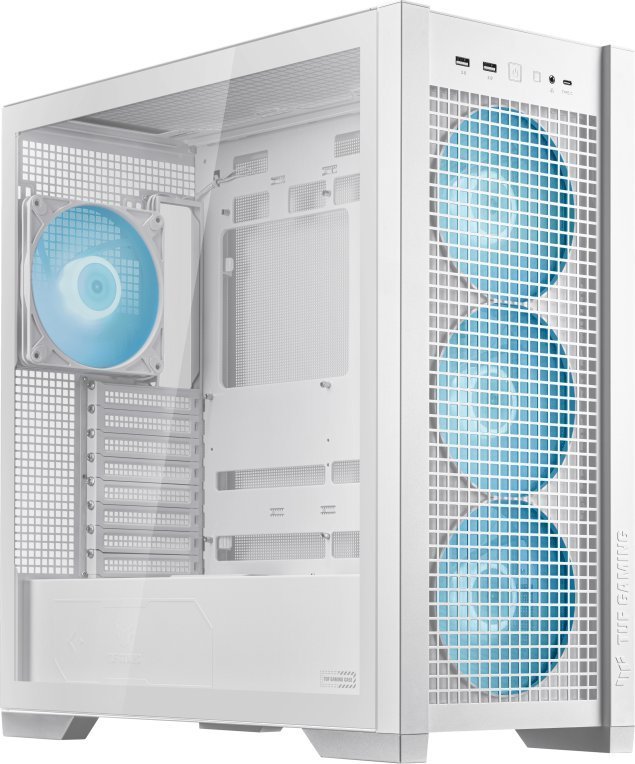 ASUS TUF Gaming GT302 TG ARGB Case, White, Midi Tower - Thumbnail 3