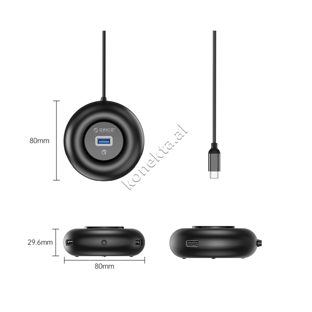 Orico 4-in-1 USB Type-C Adapter, Black - Thumbnail 3