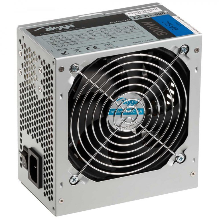 Akyga AK-B1-500 Power Supply, 500W, 20+4 pin, Gray - Image 1