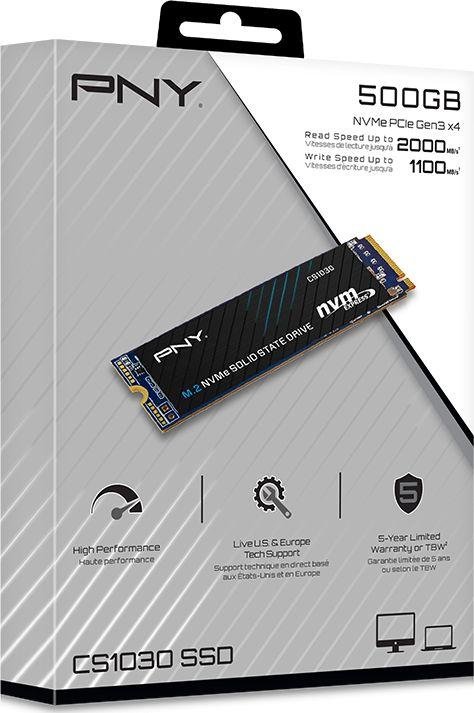 PNY CS1030 SSD, 500GB, M.2 2280 PCI-E x4 Gen3 NVMe - Thumbnail 2