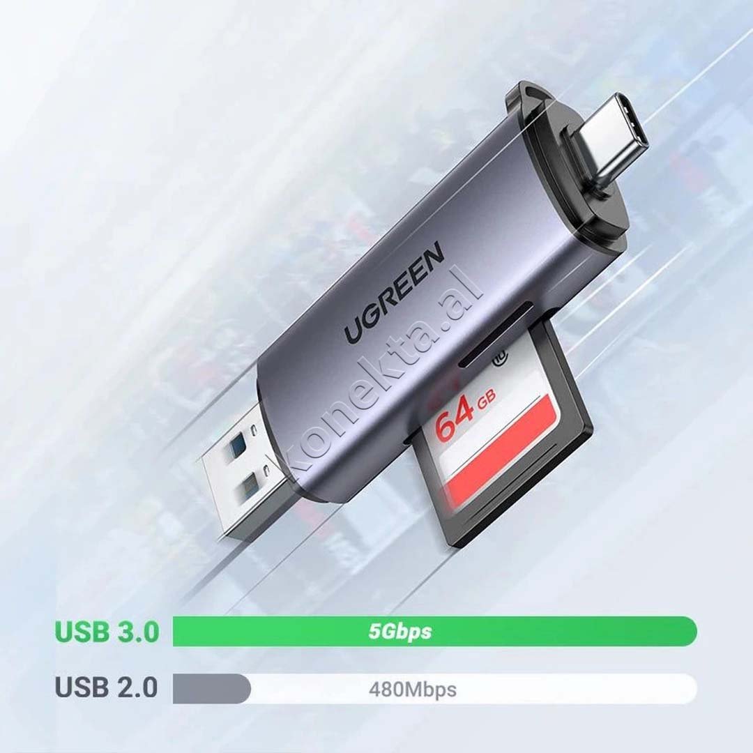 UGreen USB Card Reader with USB-A and USB-C Ports for TF and SD Cards - Thumbnail 5