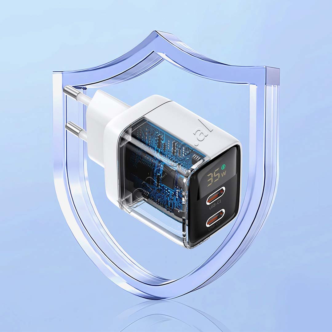 Choetech Adaptor Karikimi 35W Me 2 Porta Type-C Dhe Display - Thumbnail 4