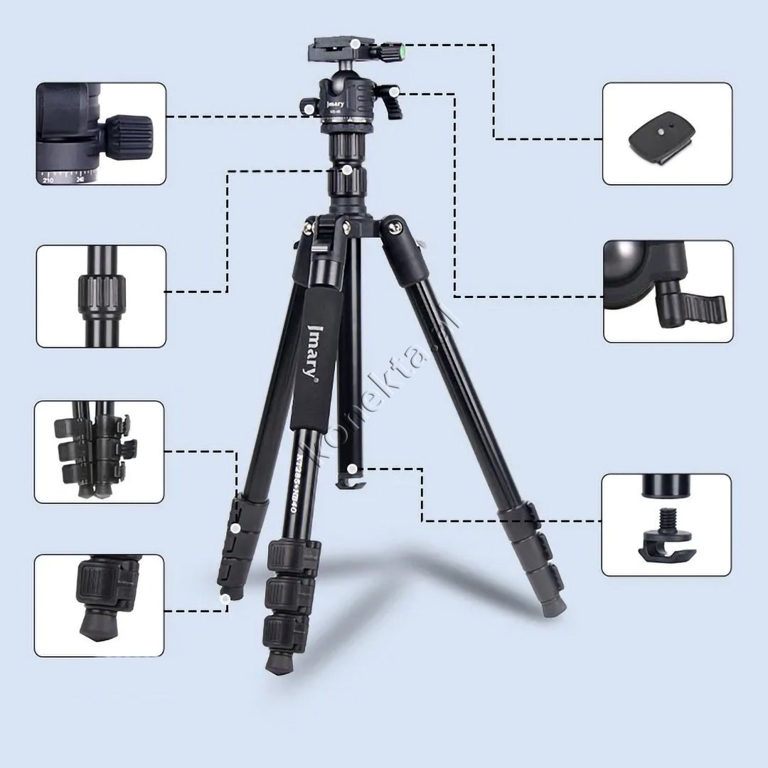 Jmary Trekëmbesh Tripod, i Çmontueshëm me Kokë Profesionale, Gjatësi e Kënd Të Gradueshëm - Thumbnail 6