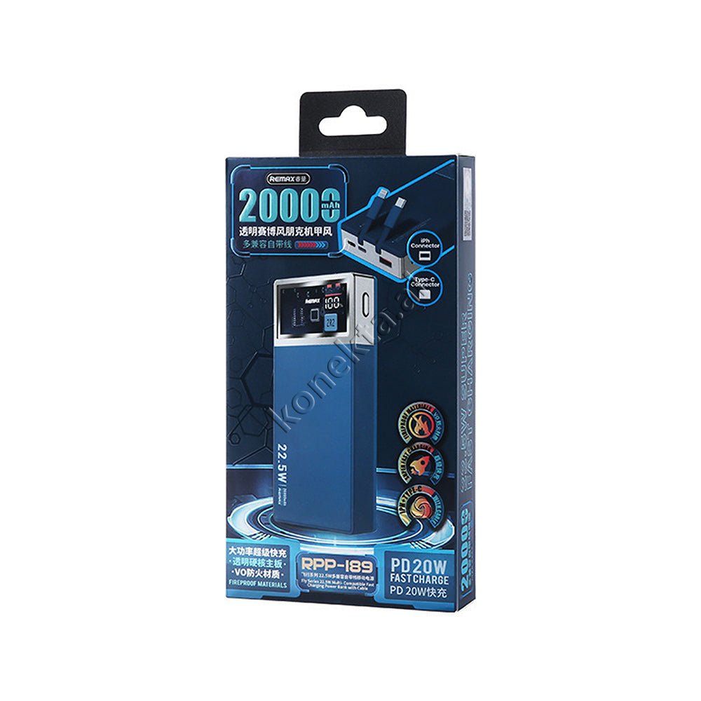 Remax 20000mAh External Battery, Blue / Silver - Thumbnail 10