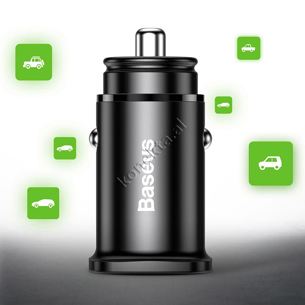 Baseus Adaptor Karikimi Inteligjent Per Makine 30w, E Zeze / E Kuqe / E Argjendte - Thumbnail 14