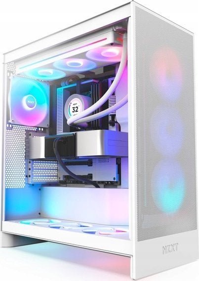 NZXT H7 Flow RGB Case, White, Midi Tower - Thumbnail 3