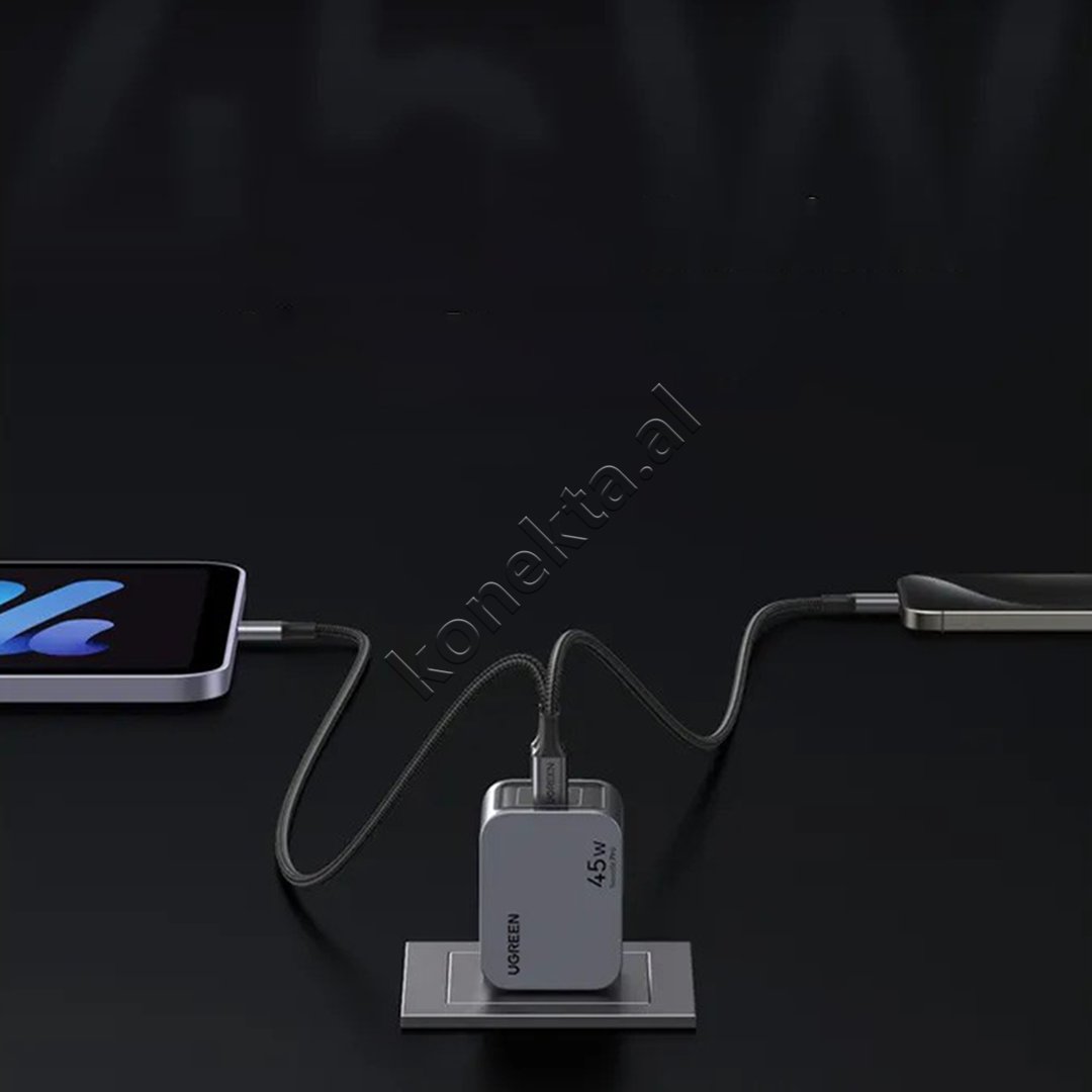 UGreen Nexode Pro 45W Charger, 2 USB-C Ports, Grey / Black - Thumbnail 6