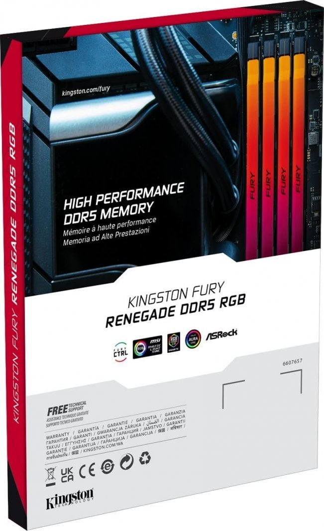 Kingston Fury Renegade RGB Memory, DDR5, 96 GB, 6400 MHz, CL32, KF564C32RSAK2-96 - Thumbnail 5