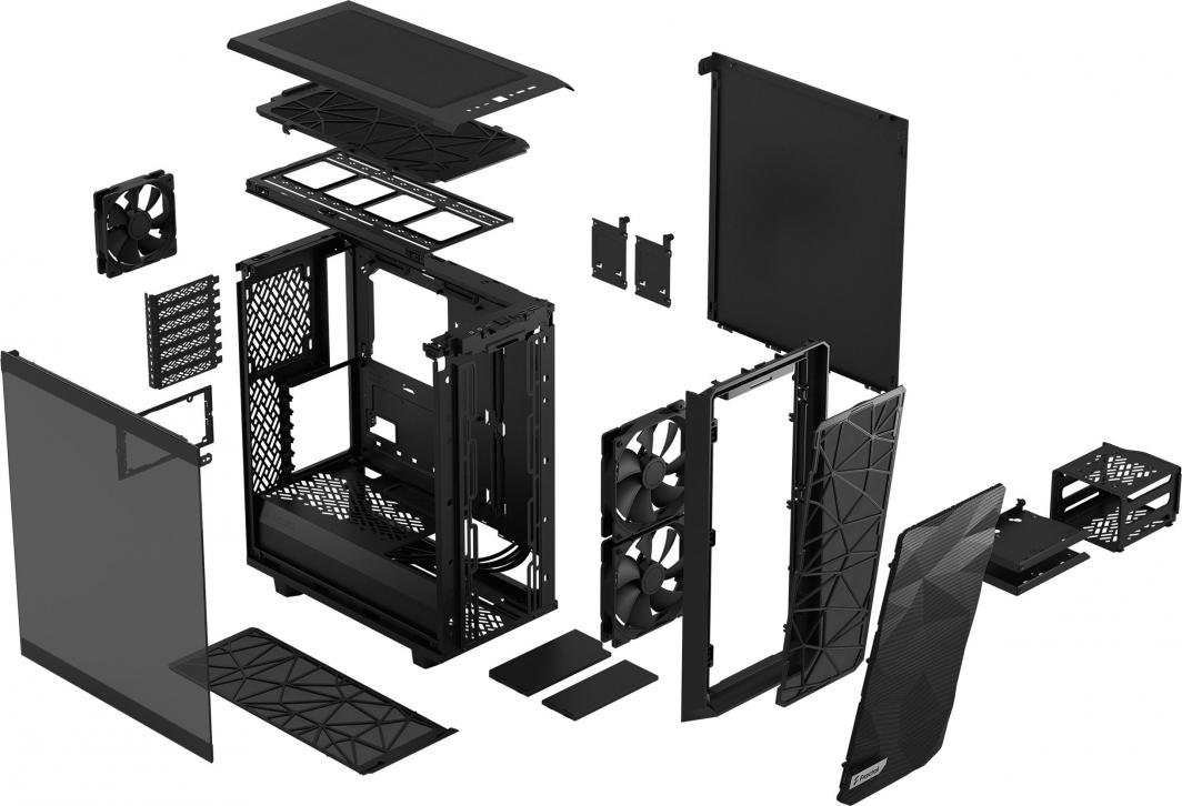 Fractal Design Meshify 2 Compact TG Light Tint Case, Black, Midi Tower - Thumbnail 18