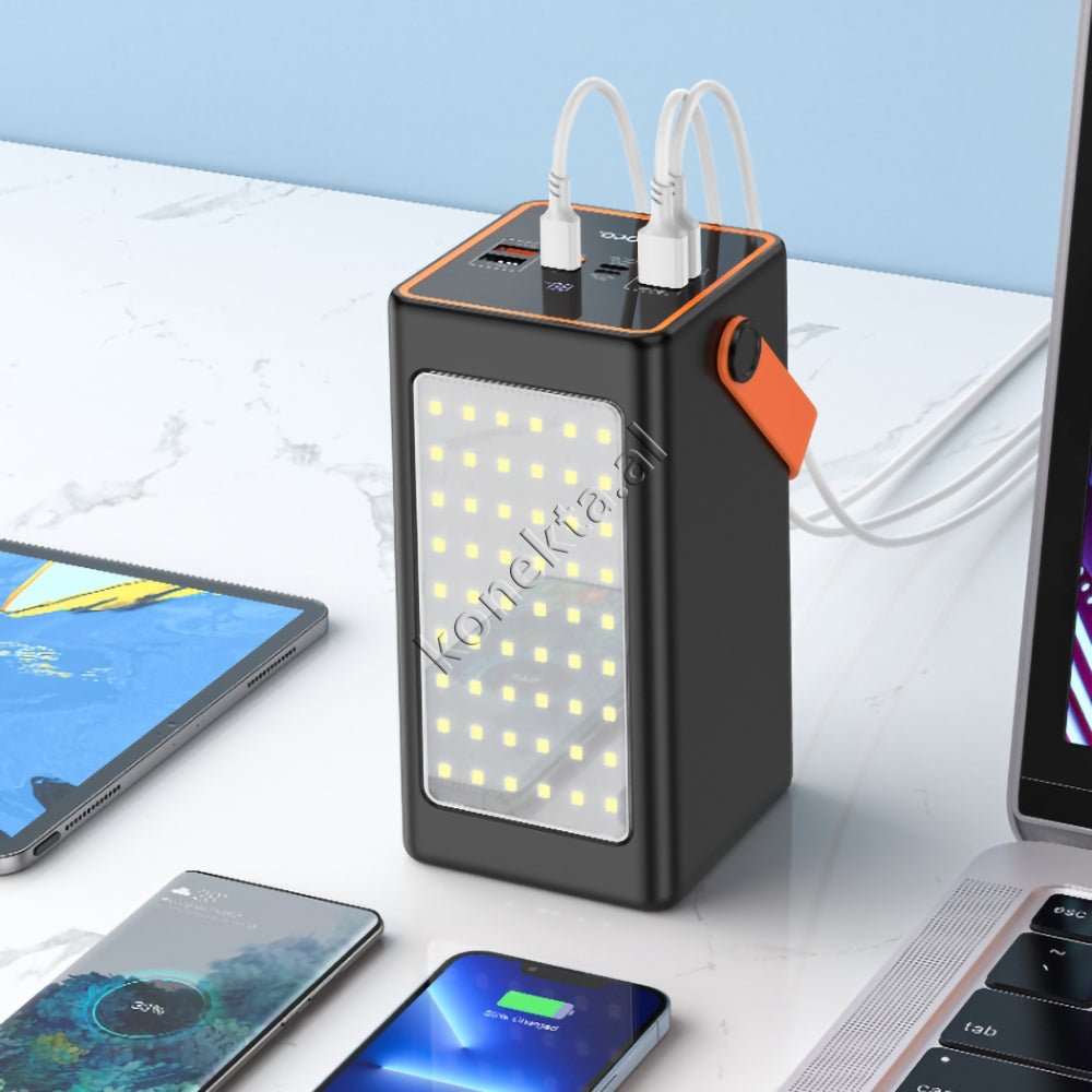 Hoco 90000mAh External Battery, White, LED Light, Multiple Ports, Fast Charging 22.5W - Thumbnail 3