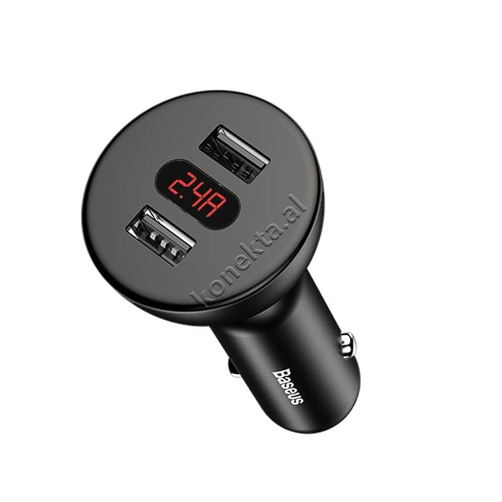 Baseus Car Charger Adapter, Black / Red, 360° Rotatable Head - Thumbnail 5