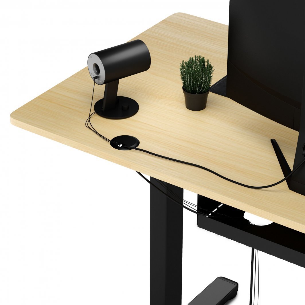 SENSE7 Nojo Electric Desk, 120cm x 60cm, Black / Light Wood - Thumbnail 8